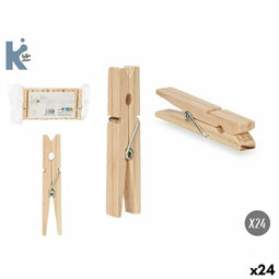 Kledinghaken 289 Hout Metaal 7 x 1 cm 10,5 x 19 x 3 cm (24 Stuks)