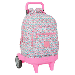Schoolrugzak met Wielen Moos Flores Multicolour 33 x 45 x 22 cm