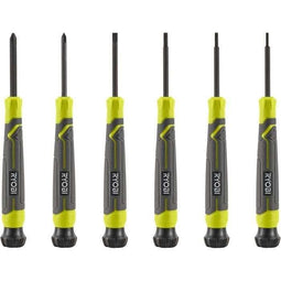 Set van 6 precisieschroevendraaiers - RYOBI - SL1, SL2, SL3, PH1, PH0, SL2