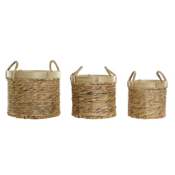 Basket spelset DKD Home Decor Bamboe Tropisch Russen (35 x 35 x 30,5 cm) (3 Onderdelen)