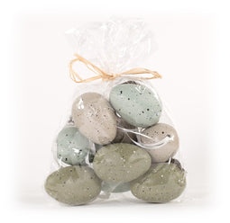 Annas collection - 9 St Ei 6 cm Groen Asst. Met Veertje