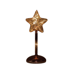 Annas collection - Ster op stam glas led op batterij met timer h23.5 cm mercury bruin