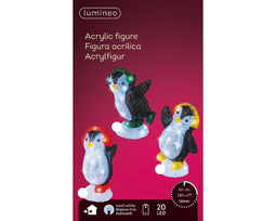 Lumineo - LED pinguin l9.5b13h21 cm koel wit a3 kerst