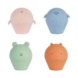 Badabulle Set van 4 badsproeiers - Zacht siliconen badspeelgoed - Open om te wassen