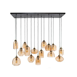 AnLi Style Hanglamp 5+5+5 rib glass