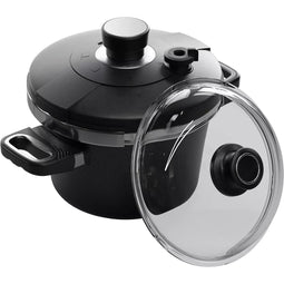 AMT Gastroguss Drukpan set - Ø 22 cm - 3,5 liter - Geschikt voor inductie - Inclusief glazen deksel