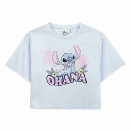 Dames-T-Shirt met Korte Mouwen Stitch Licht Roze Maat