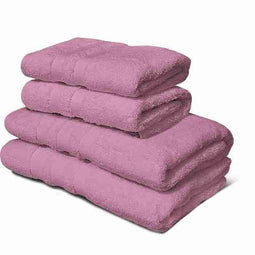 Set van 4 handdoeken - LOVELY HOME - 2 Handdoeken 50 x 100 cm + 2 Douchelakens 70 x 140 cm - Roze