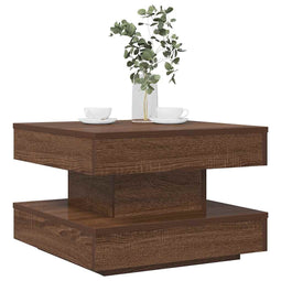 Salontafel 360 graden draaibaar 50x50x34,5 cm bruin eikenkleur