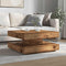 Salontafel 360 graden draaibaar 70x70x34,5 cm oud houtkleurig