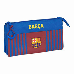 Pennenetui met 3 vakken F.C. Barcelona M744 22 x 12 x 3 cm Kastanjebruin Marineblauw