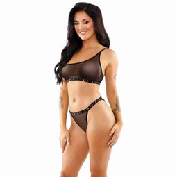 Ondergoed Set Fantasy Lingerie Zwart (S/M)