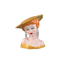 PTMD Lady Yellow Ceramic Women With Hat Pot