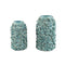 PTMD Zubeda Blue Round Glazed Ceramic Pot With Leaves L