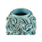 PTMD Zubeda Blue Round Glazed Ceramic Pot With Leaves L