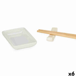 Sushi-set Kinvara 1249SJ4111 Wit Bamboe Porselein (12 Onderdelen) (6 Stuks)