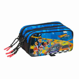 Pennenetui met 3 vakken Hot Wheels Let's race Blauw Zwart 21,5 x 10 x 8 cm