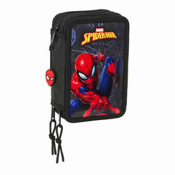 Schooletui met Accessoires Spider-Man Attack Zwart 12,5 x 19,5 x 5,5 cm 37 Onderdelen