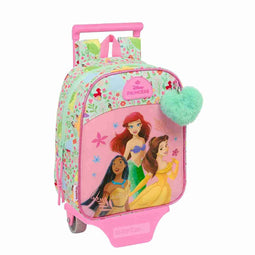 Schoolrugzak met Wielen Disney Princess Bloom Groen Roze 22 x 27 x 10 cm
