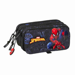 Pennenetui met 3 vakken Spider-Man Attack Zwart 21,5 x 10 x 8 cm