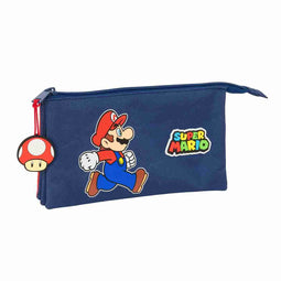 Pennenetui met 3 vakken Super Mario Trick Rood Donkerblauw 22 x 12 x 3 cm