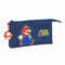 Pennenetui met 3 vakken Super Mario Trick Rood Donkerblauw 22 x 12 x 3 cm