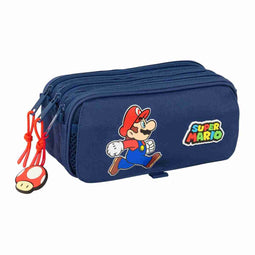 Pennenetui met 3 vakken Super Mario Trick Rood Donkerblauw 21,5 x 10 x 8 cm