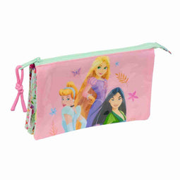 Pennenetui met 3 vakken Disney Princess Bloom Groen Roze 22 x 12 x 3 cm