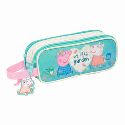 Pennenetui met 2 vakken Peppa Pig Pretty flowers Geel Munt 21 x 8 x 6 cm