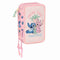 Schooletui met Accessoires Lilo & Stitch Beach Roze 12,5 x 19,5 x 5,5 cm 37 Onderdelen