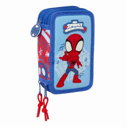Schooletui met Accessoires Spider-Man Rescue Blauw Rood 12,5 x 19,5 x 5,5 cm 37 Onderdelen