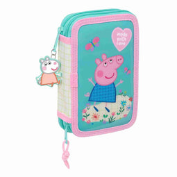 Schooletui met Accessoires Peppa Pig Pretty flowers Geel Munt 12.5 x 19.5 x 4 cm 29 Onderdelen