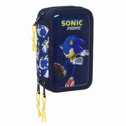 Driedubbele Pennenzak Sonic City Blauw 12,5 x 19,5 x 5,5 cm 37 Onderdelen