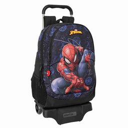 Schoolrugzak met Wielen Spider-Man Attack Zwart 32 x 44 x 16 cm