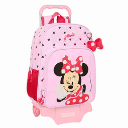 Schoolrugzak met Wielen Minnie Mouse Naive Roze 33 x 42 x 14 cm