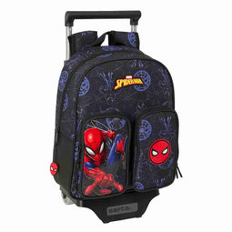 Schoolrugzak met Wielen Spider-Man Attack Zwart 27 x 33 x 10 cm