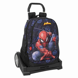 Schoolrugzak met Wielen Spider-Man Attack Zwart 32 x 44 x 16 cm