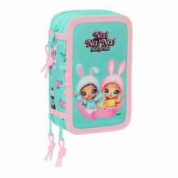 Driedubbele Pennenzak Na!Na!Na! Surprise Bunny Roze Turkoois 12,5 x 19,5 x 5,5 cm 37 Onderdelen