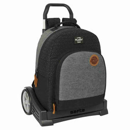 Schoolrugzak met Wielen BlackFit8 Old school Zwart Grijs 32 x 42 x 15 cm