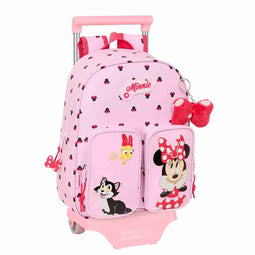 Schoolrugzak met Wielen Minnie Mouse Naive Roze 28 x 34 x 10 cm