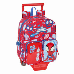 Schoolrugzak met Wielen Spider-Man Rescue Blauw Rood 22 x 27 x 10 cm