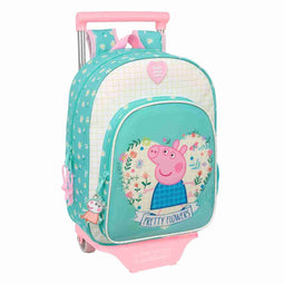 Schoolrugzak met Wielen Peppa Pig Pretty flowers Geel Munt 26 x 11 x 67 cm 26 x 34 x 11 cm