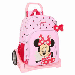 Schoolrugzak met Wielen Minnie Mouse Naive Roze 33 x 42 x 14 cm