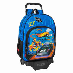 Schoolrugzak met Wielen Hot Wheels Let's race Blauw Zwart 33 x 42 x 14 cm