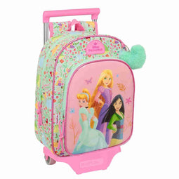 Schoolrugzak met Wielen Disney Princess Bloom Groen Roze 26 x 11 x 67 cm 26 x 34 x 11 cm