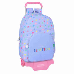 Schoolrugzak met Wielen Benetton Lila Lila 30 x 46 x 14 cm