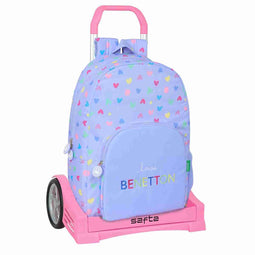 Schoolrugzak met Wielen Benetton Lila Lila 30 x 46 x 14 cm