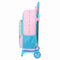 Schoolrugzak met Wielen Benetton Unique Roze Turkoois 30 x 46 x 14 cm