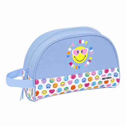 Reistasje Smiley Joyful Multicolour Licht Blauw Recyclebaar 28 x 18 x 10 cm
