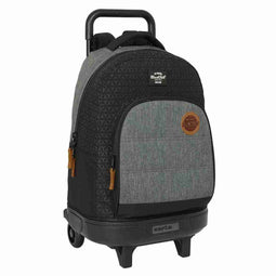 Schoolrugzak met Wielen BlackFit8 Old school Zwart Grijs 33 x 45 x 22 cm